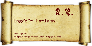 Ungár Mariann névjegykártya
